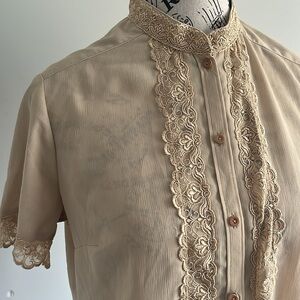 Liz Claiborne Vintage Lace Blouse – Beige S
